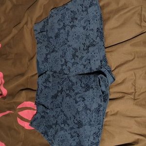 Navy brocade cuffed shorts